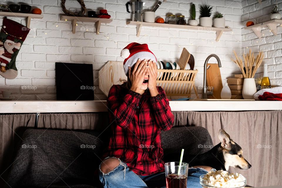 young couple watching movies