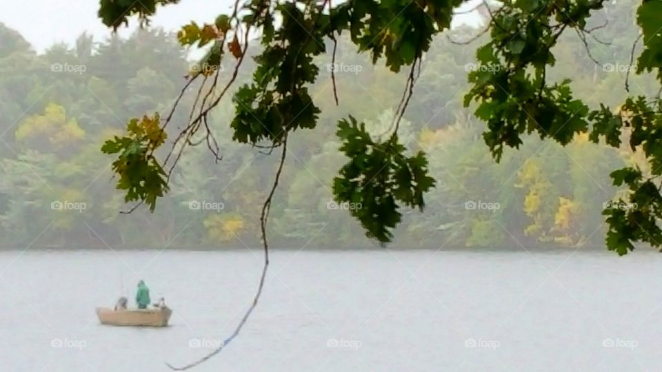 fishing in the rain
