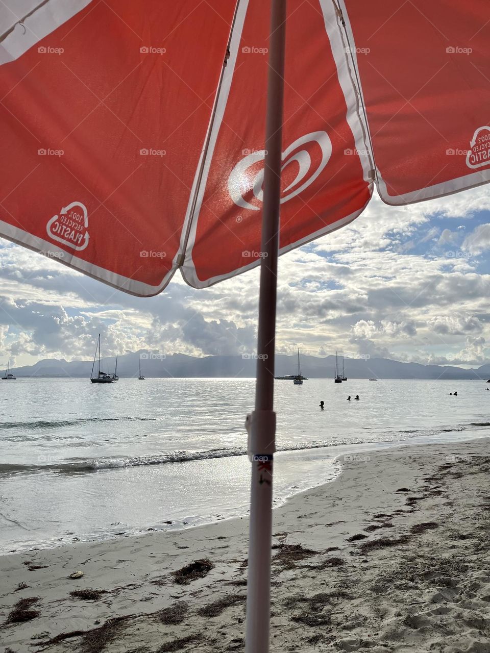 Parasol on a beach in Guadeloupe