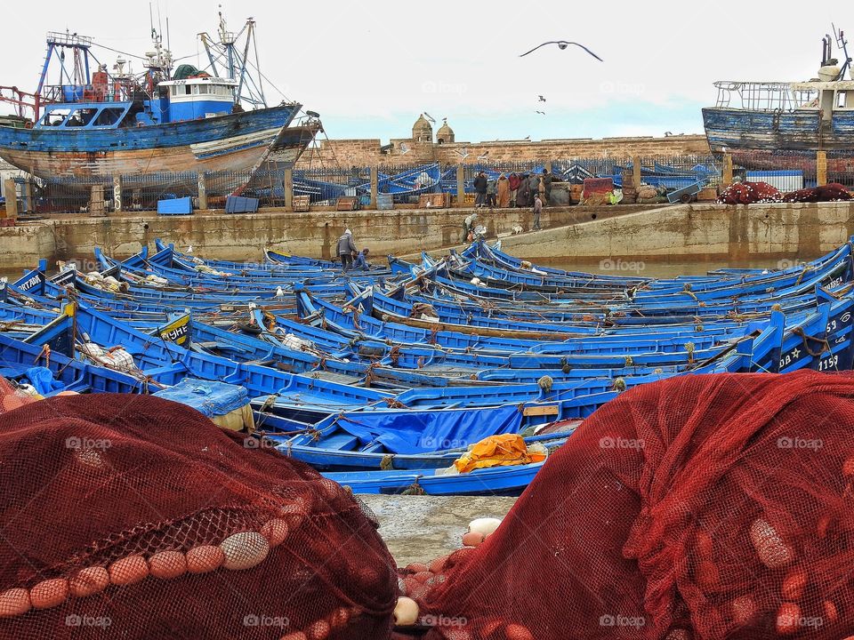 Boats on harbor