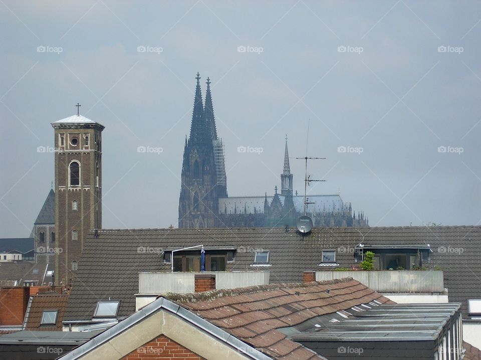 Cathedral Dome and roofs of Cologne