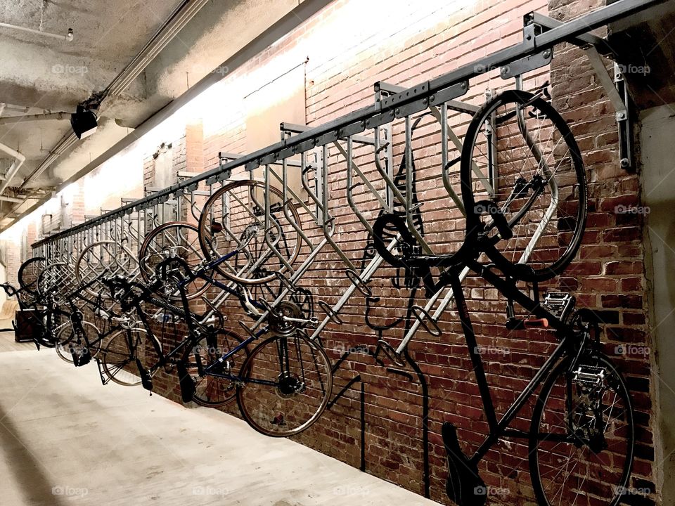 Bikes on a wall