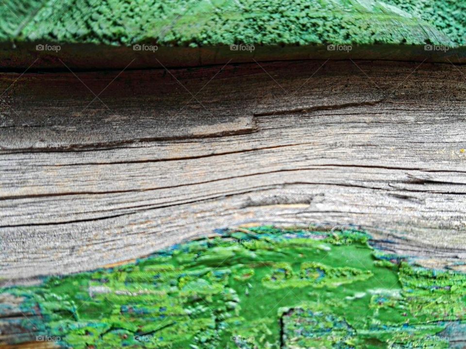 Wooden boards painted green