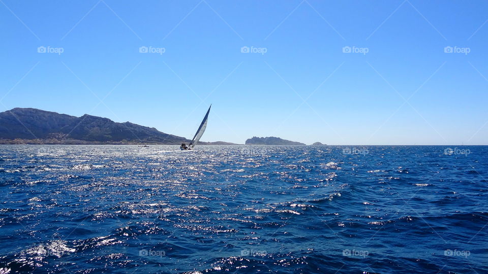 Sailboat sailing in sea, Marseille