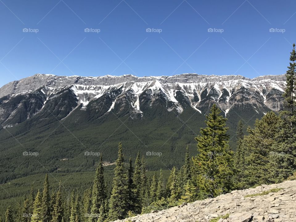 Mountain range view from the vision quest hike in Alberta, Canada. 