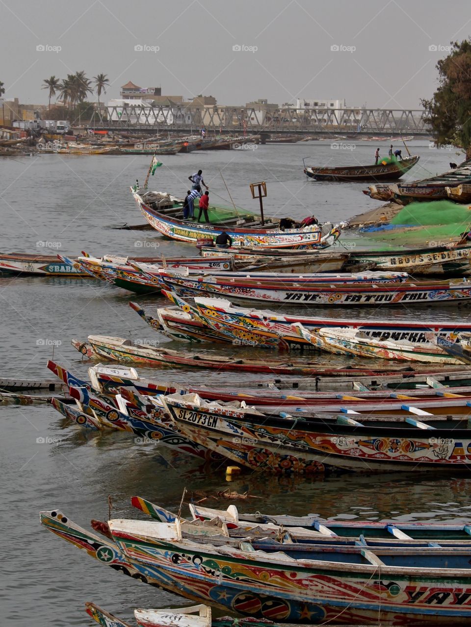 Pirogues on the Senegal river in Saint Louis