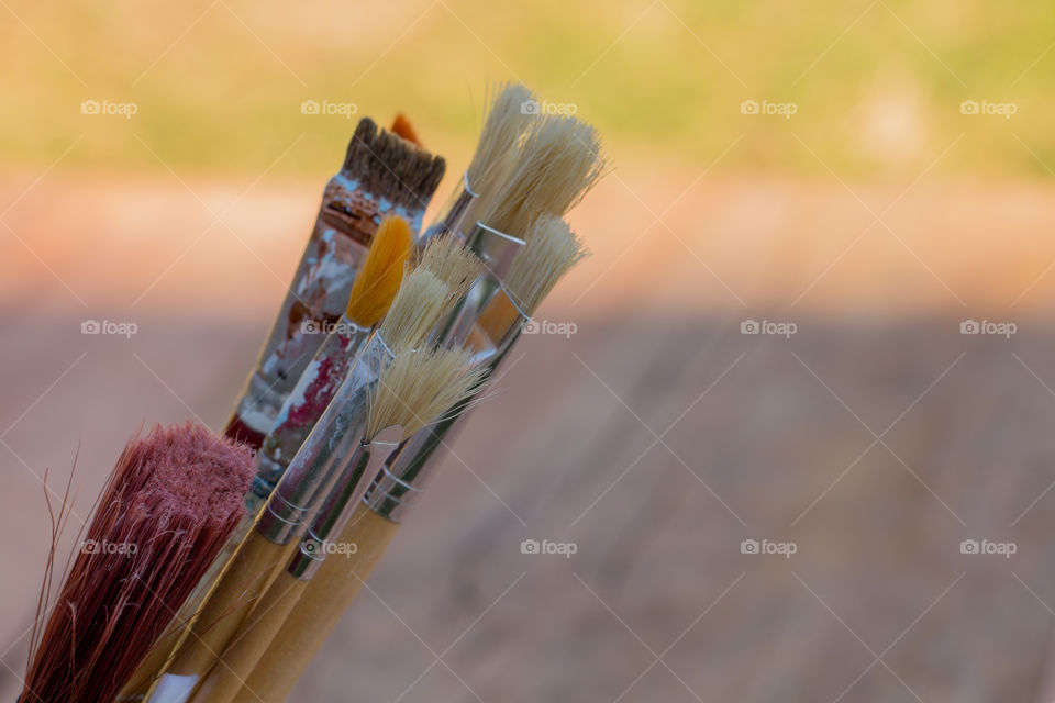 Close-up of paintbrushes