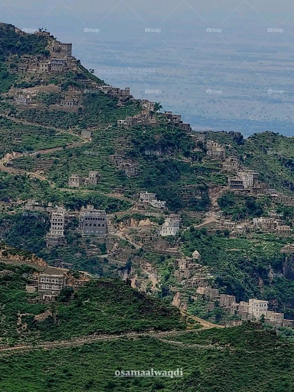 Glory be to God, the magnificent and picturesque view and the natural green trees are a view that is nothing more wonderful than it