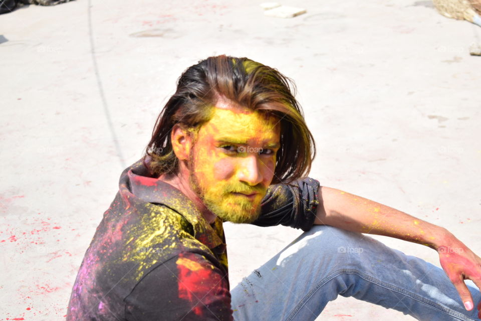 colored face # holi indian festival of color