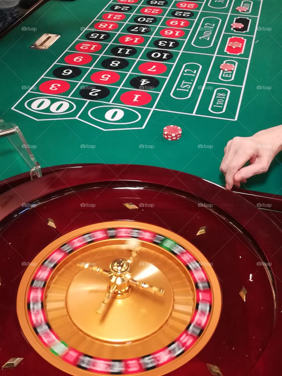 Roulette table at casino night