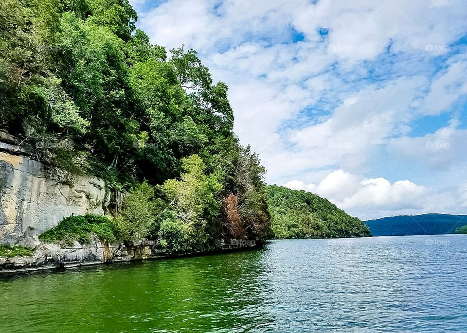 rocky ledge beside water