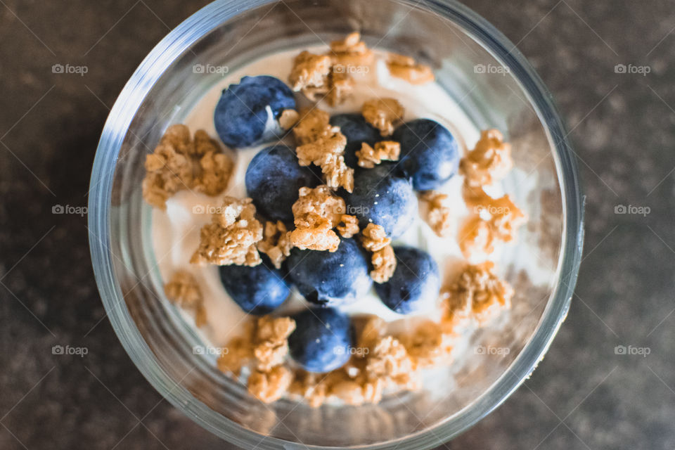 Delicious bowl of berries yogurt and granola