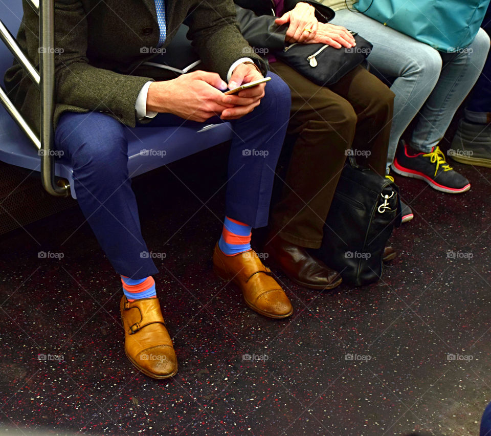 Foot view on subway