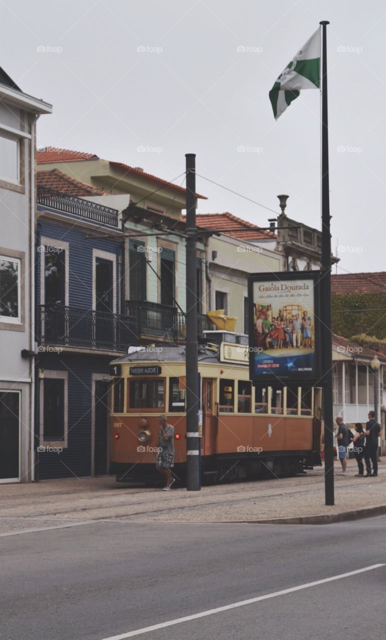 Tram travel in porto Portugal 
