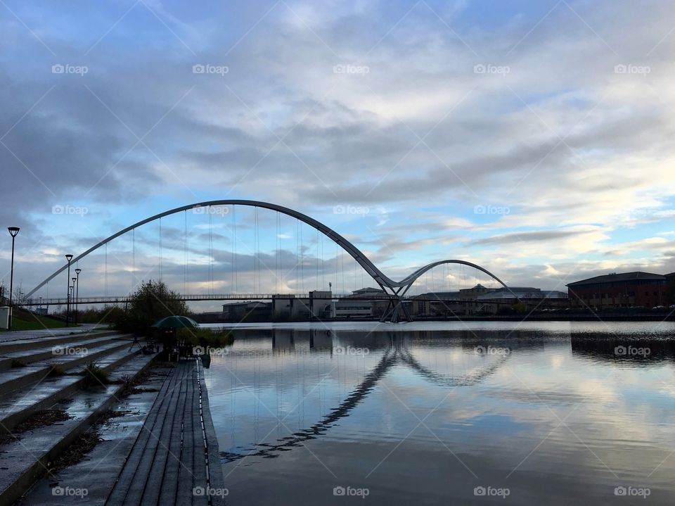 Ellipse shape in a reflection .. Infinity Bridge Boro 