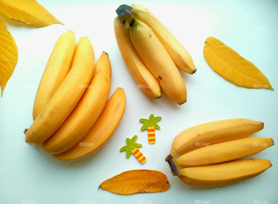 yellow bananas decorative on a white background