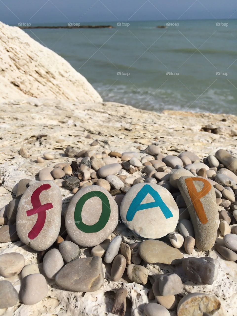 Foap,word on colored stone letters