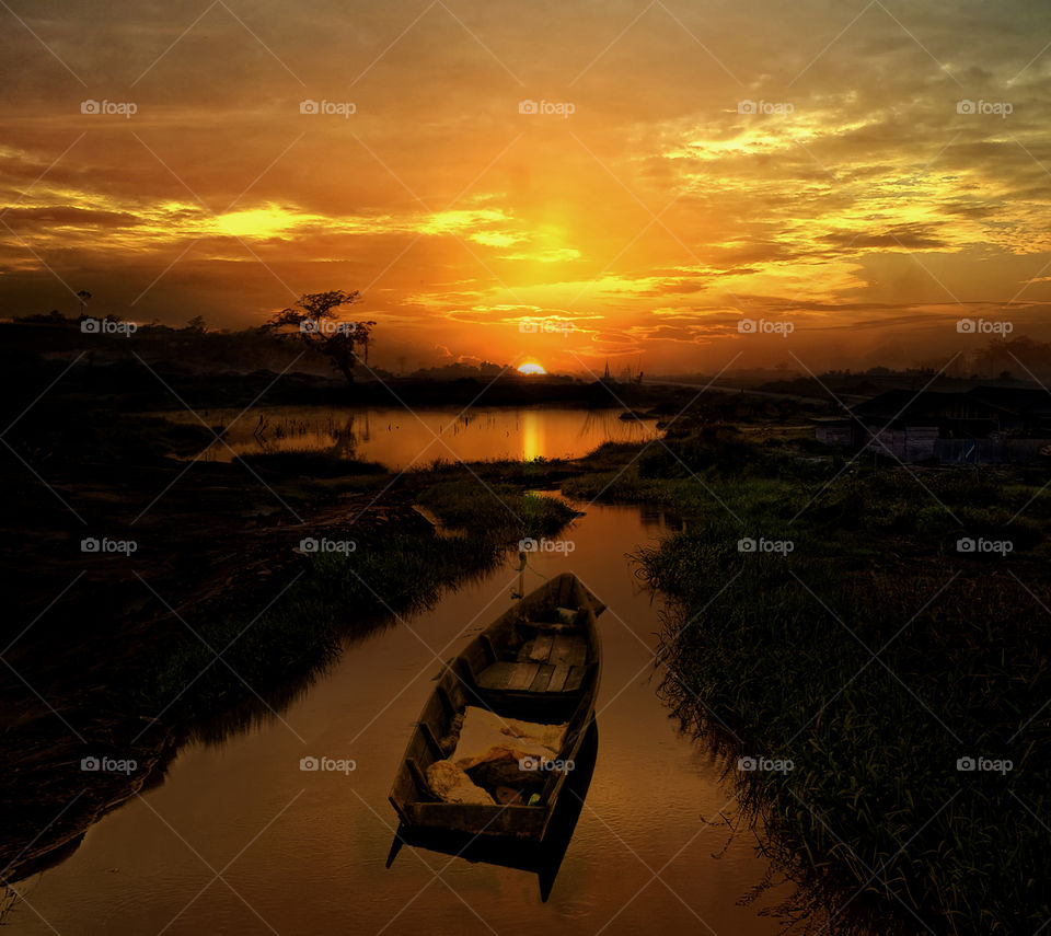 sunset at sambutan river