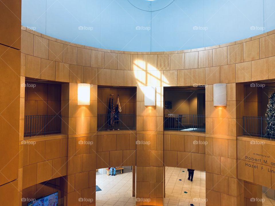 Grand atrium of building