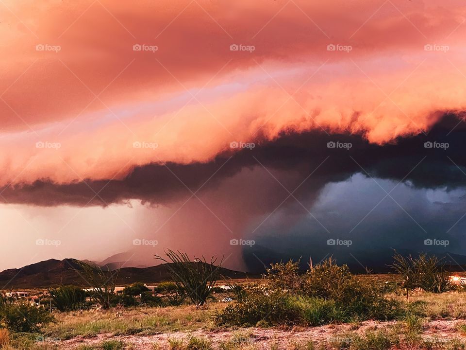 Storm chasing at sunset in the high desert