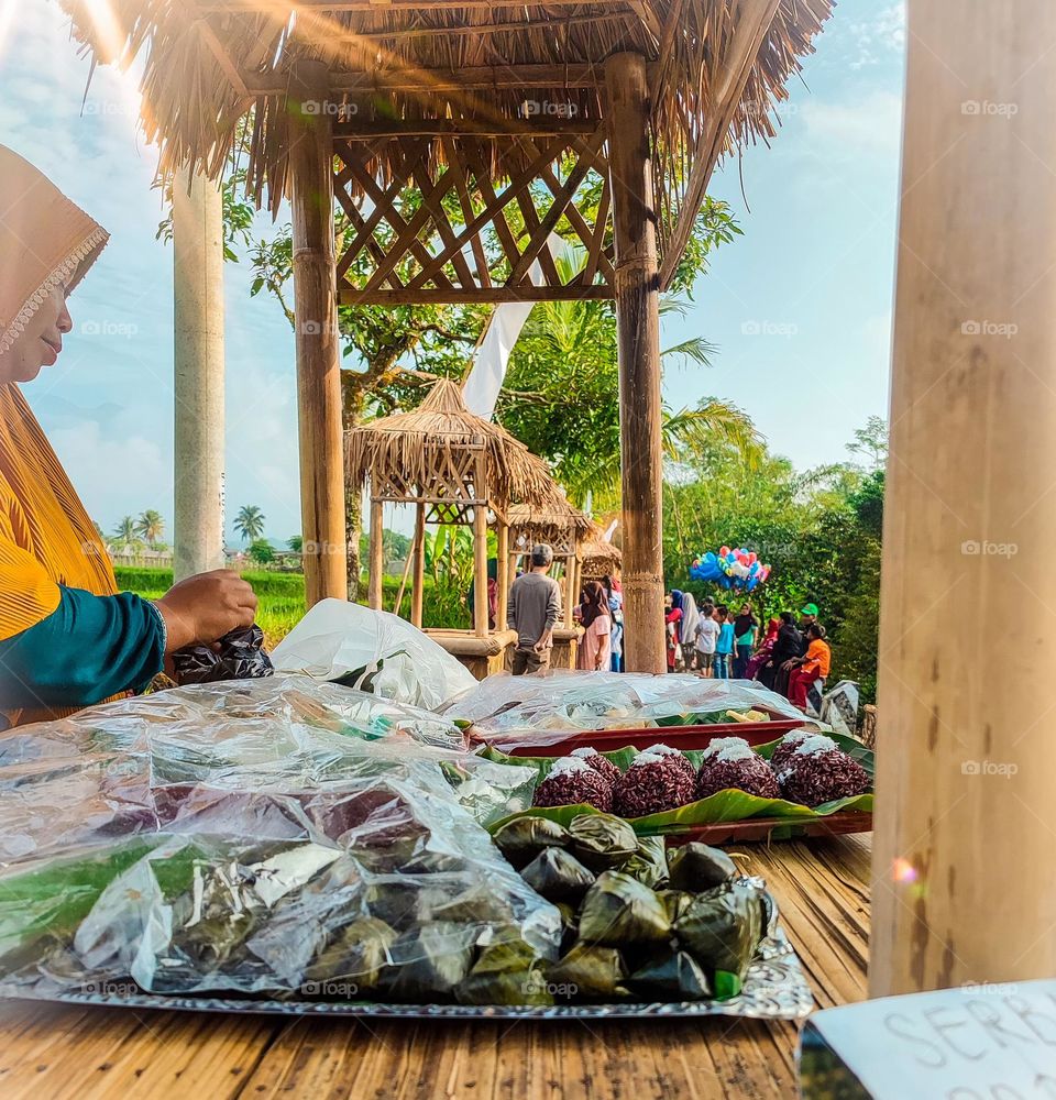 a woman selling traditional food from Tasikmalaya, West Java, Indonesia