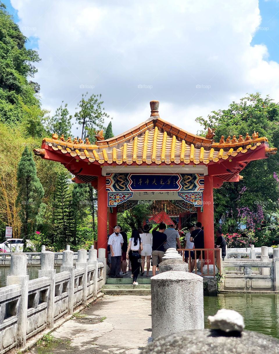 Visitors at Chinese Cave Temple