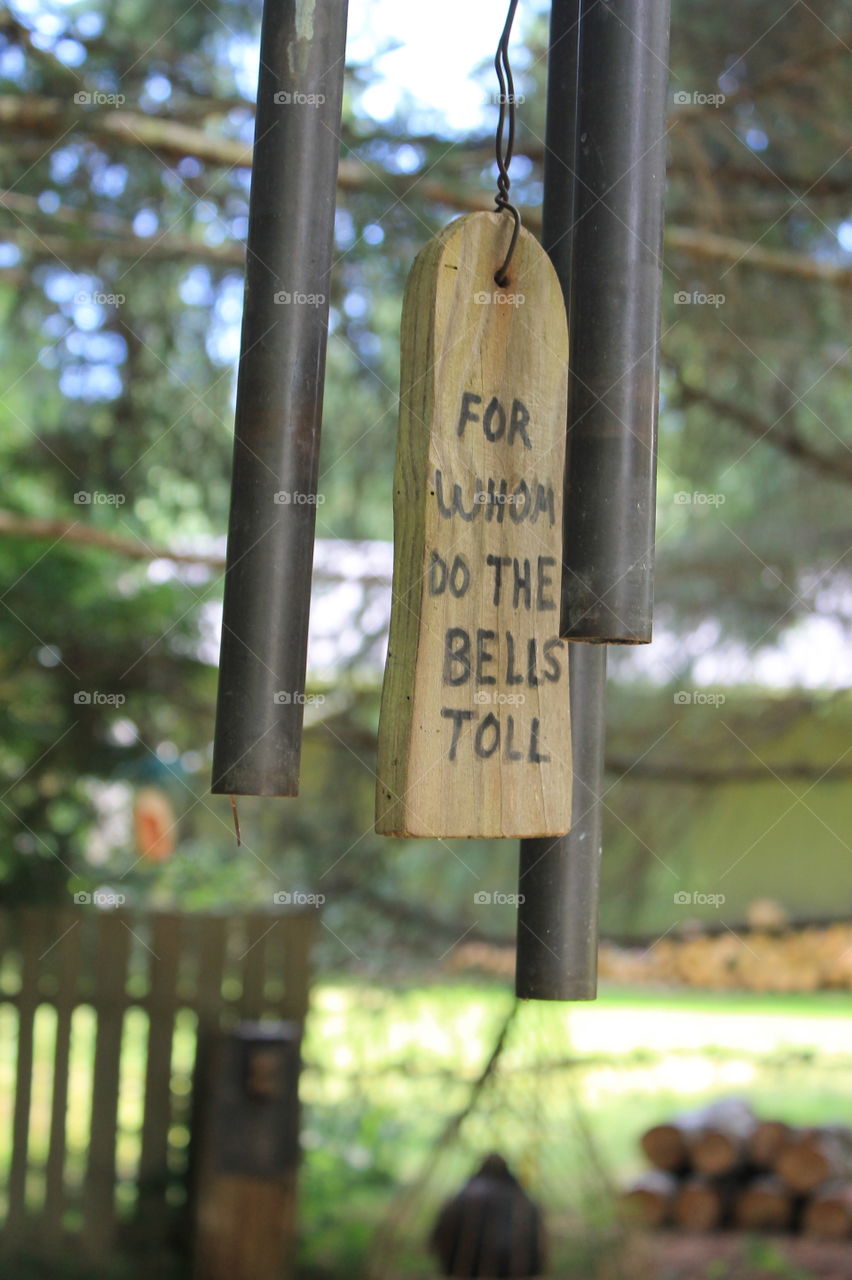 At at the end of the trail through this unique West Coast park are some tubular bells that you are invited to ring. There is a wooden sign hanging between the bells with the words, “ For whom do the bells toll”. 