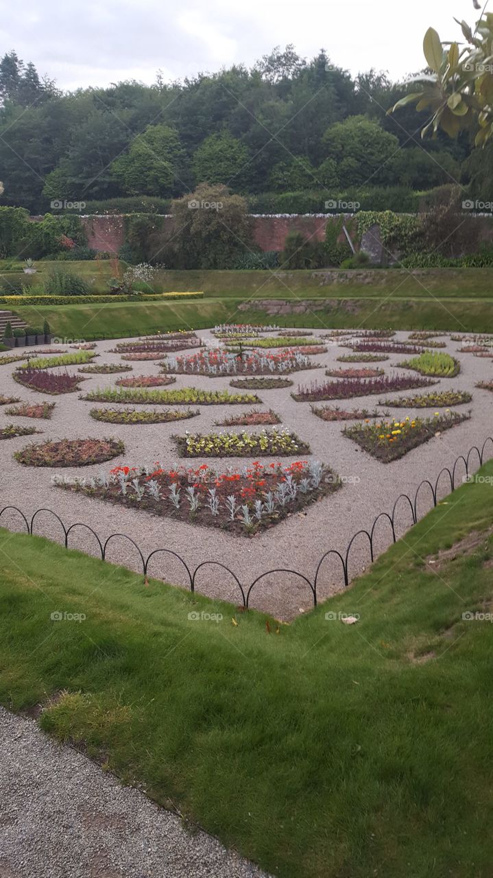 Sunken garden at the castle, walled garden