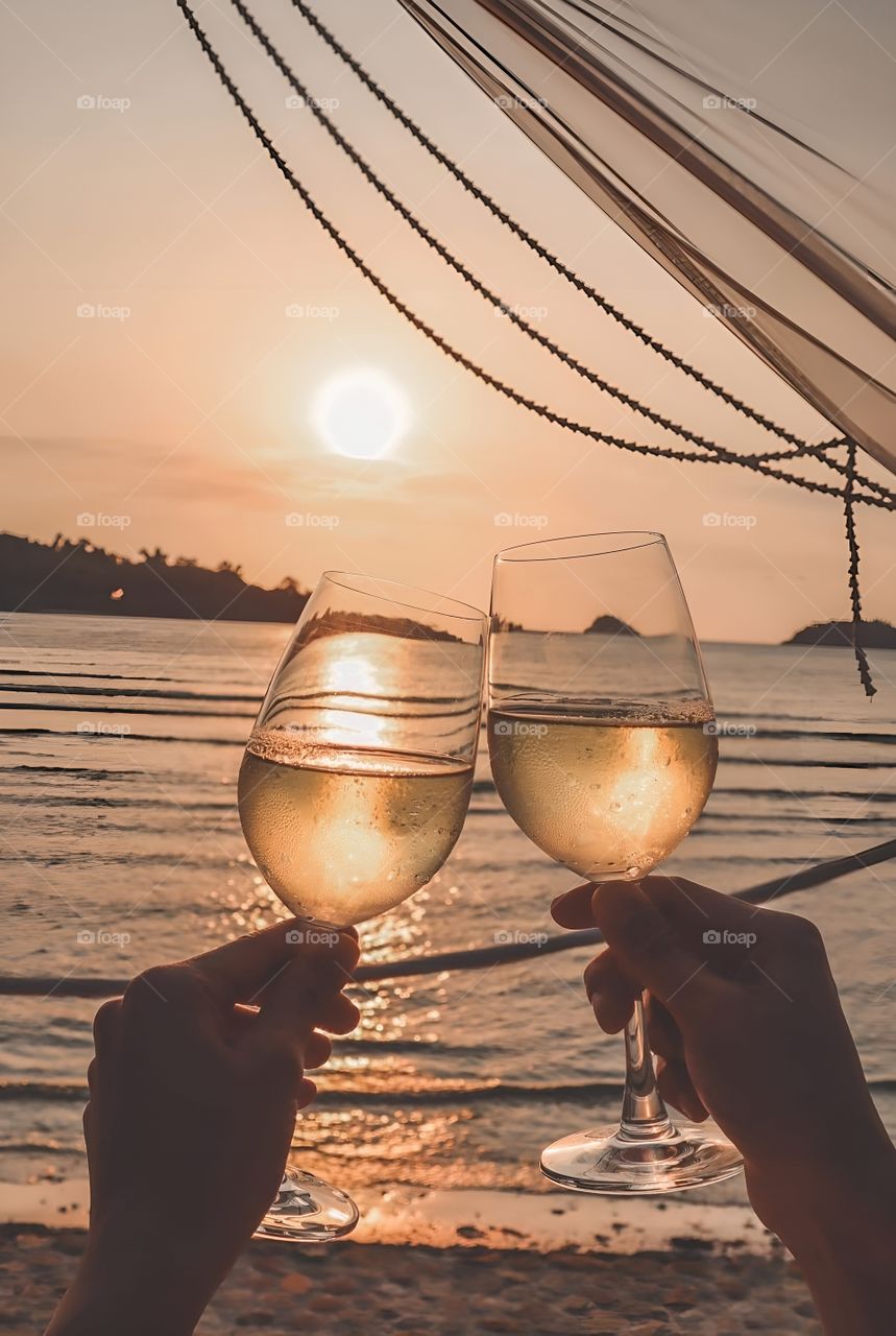 2 glasses of wine two of us