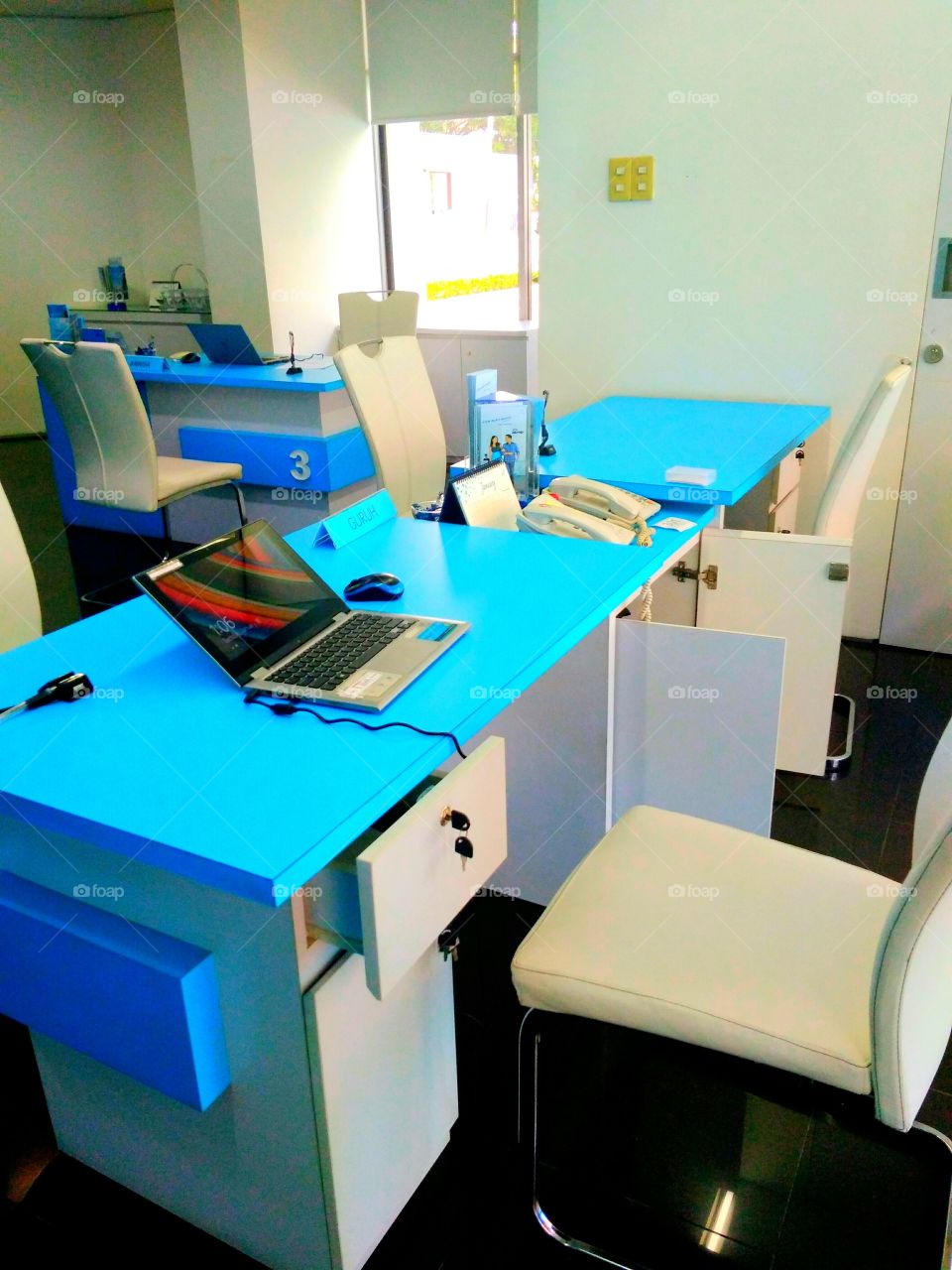 Table blue office