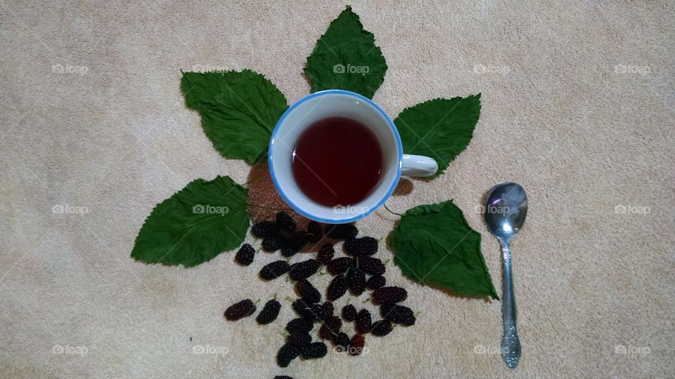 mulberry tea. I picked mulberry leaves and dried them and added mulberry juice for sweetness