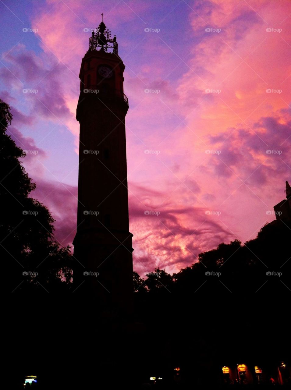 Spanish red sunset in Barcelona 
