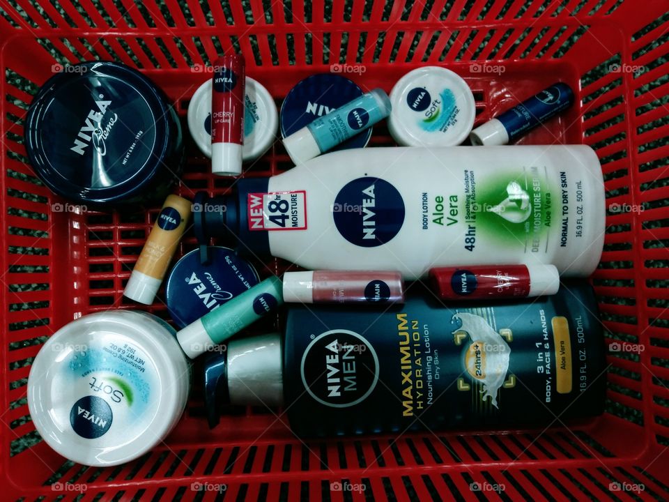 Nivea products in shopping basket