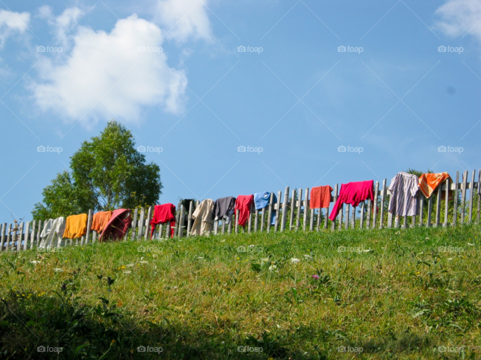 nature village clothes sunny day by tediiliescu