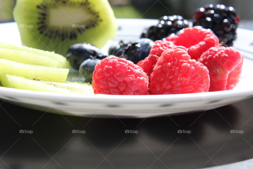 Various fruits on plate