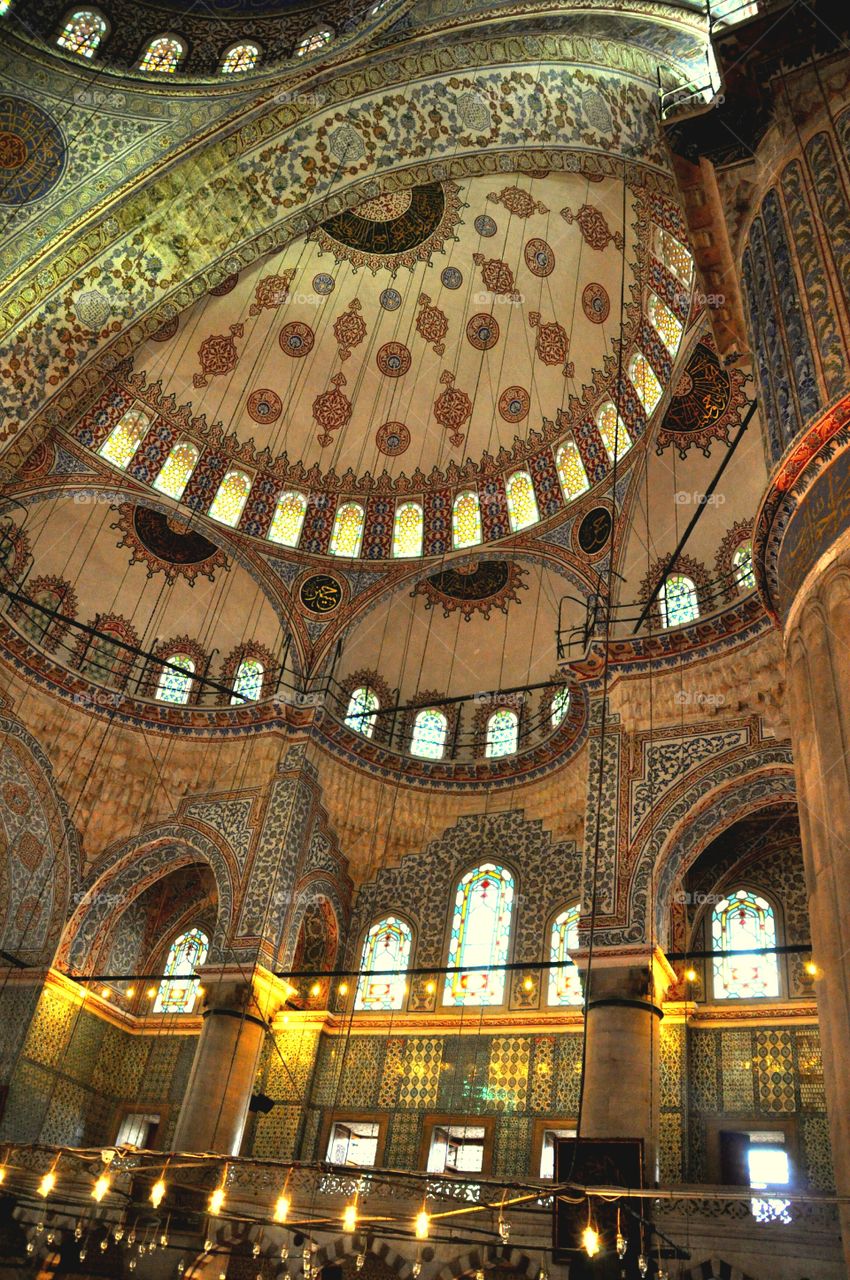 Inside the Blue Mosque, Istanbul, Turkey