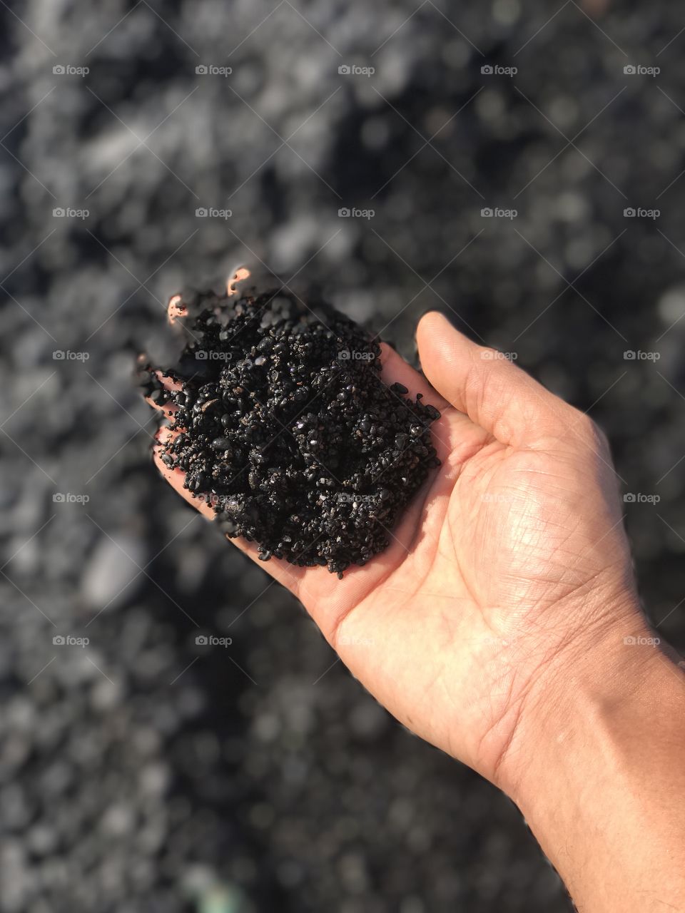Black sand in Hawaii 