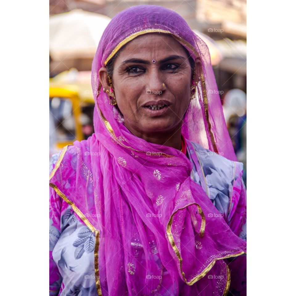 Woman pink in India style