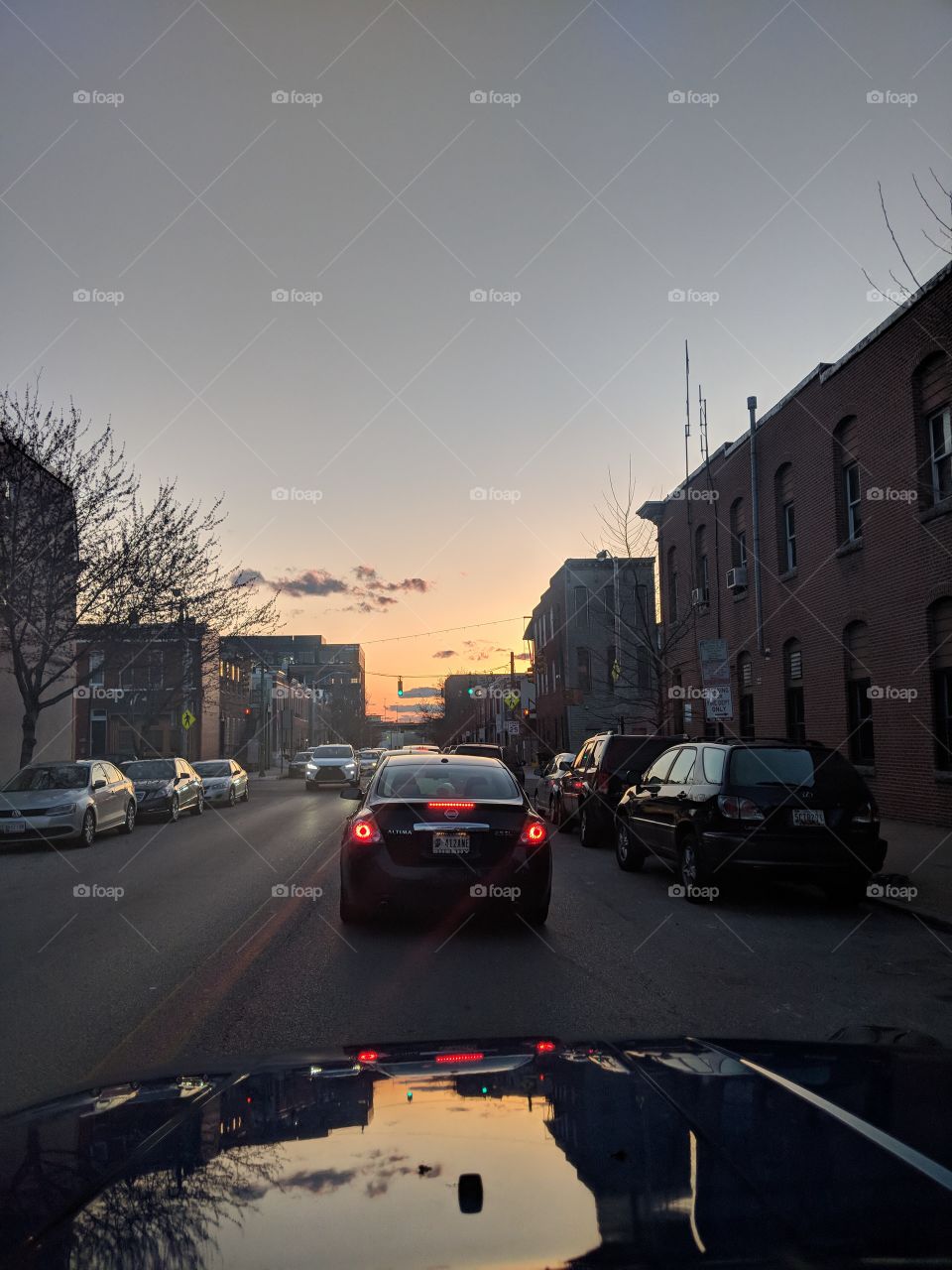 Street sunset in Downtown Baltimore