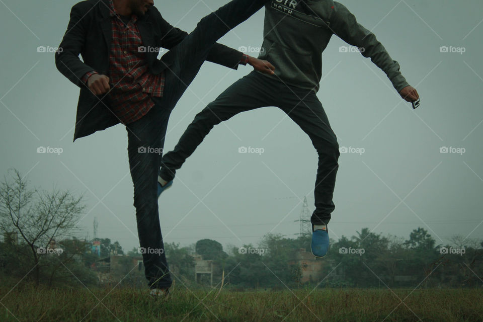 Two friends have fun