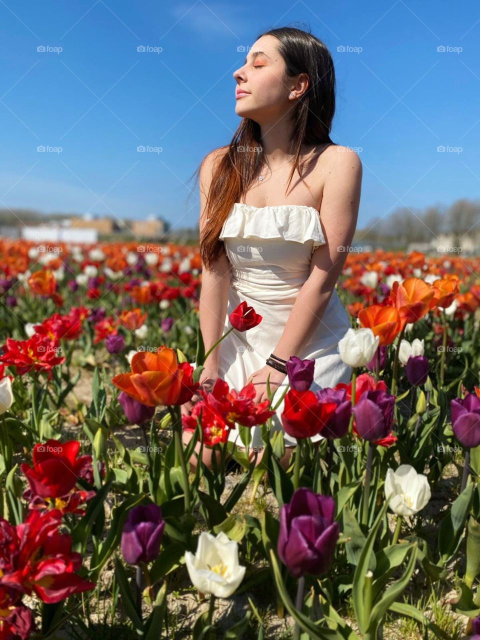 girl in flower field