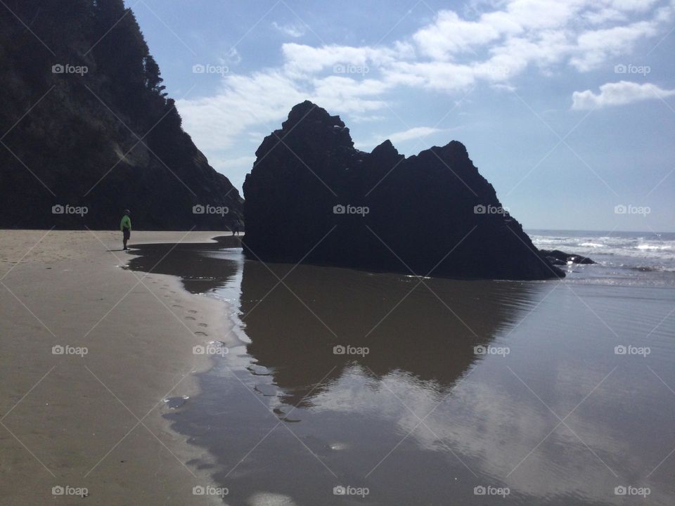 A Rock Formation along the Beach at Hug Point in Oregon 