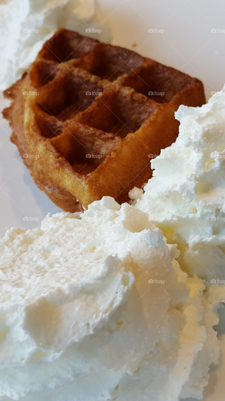 Enjoy belgian waffle with cream!