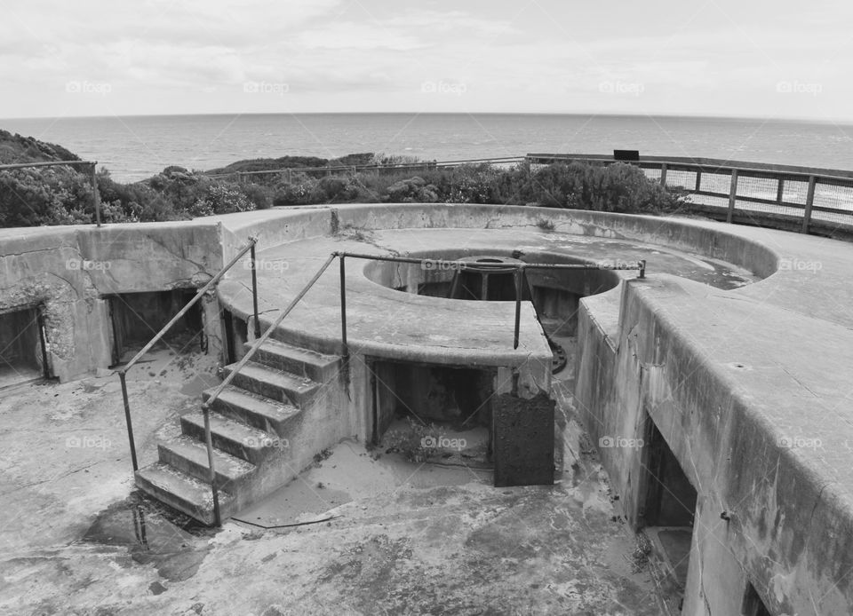 One of the many large cannon emplacements at Point Nepean Fort 
