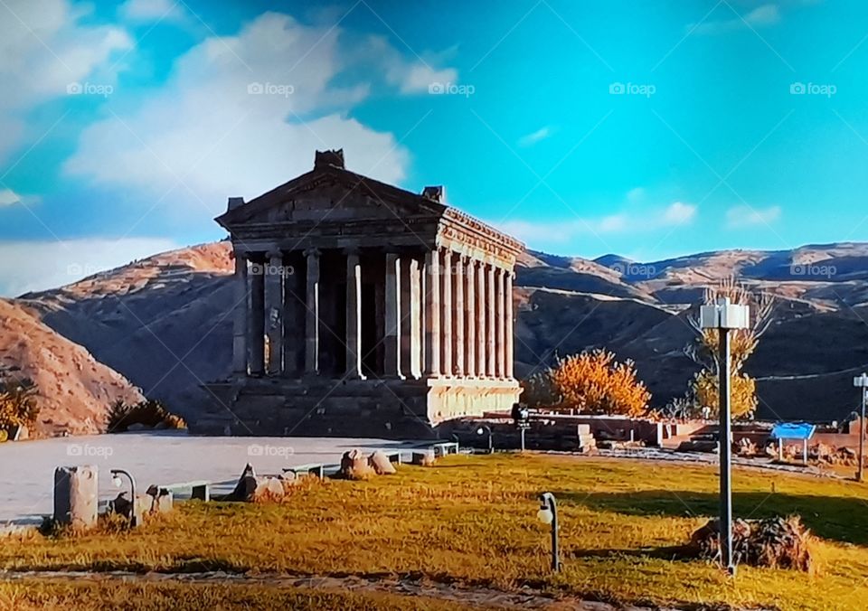 Temple Garni_Armenia.The temple is dedicated ot the yazic god of the sun Miter and built in the 1 st century AD.
