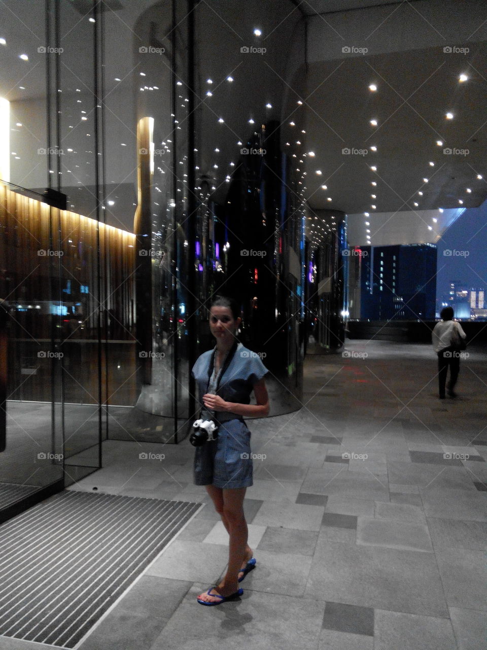 girl with a camera. girl in Hong Kong city