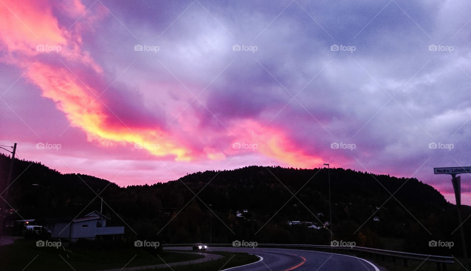 Sunset sky over Røyken, Norway. "Set your life on fire, seek those who fan your flames"