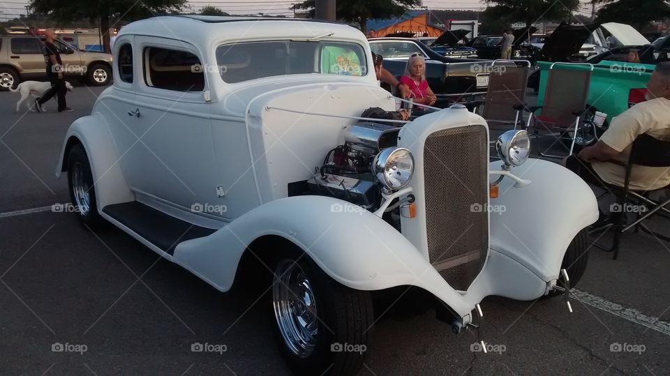 Old White Ford Car