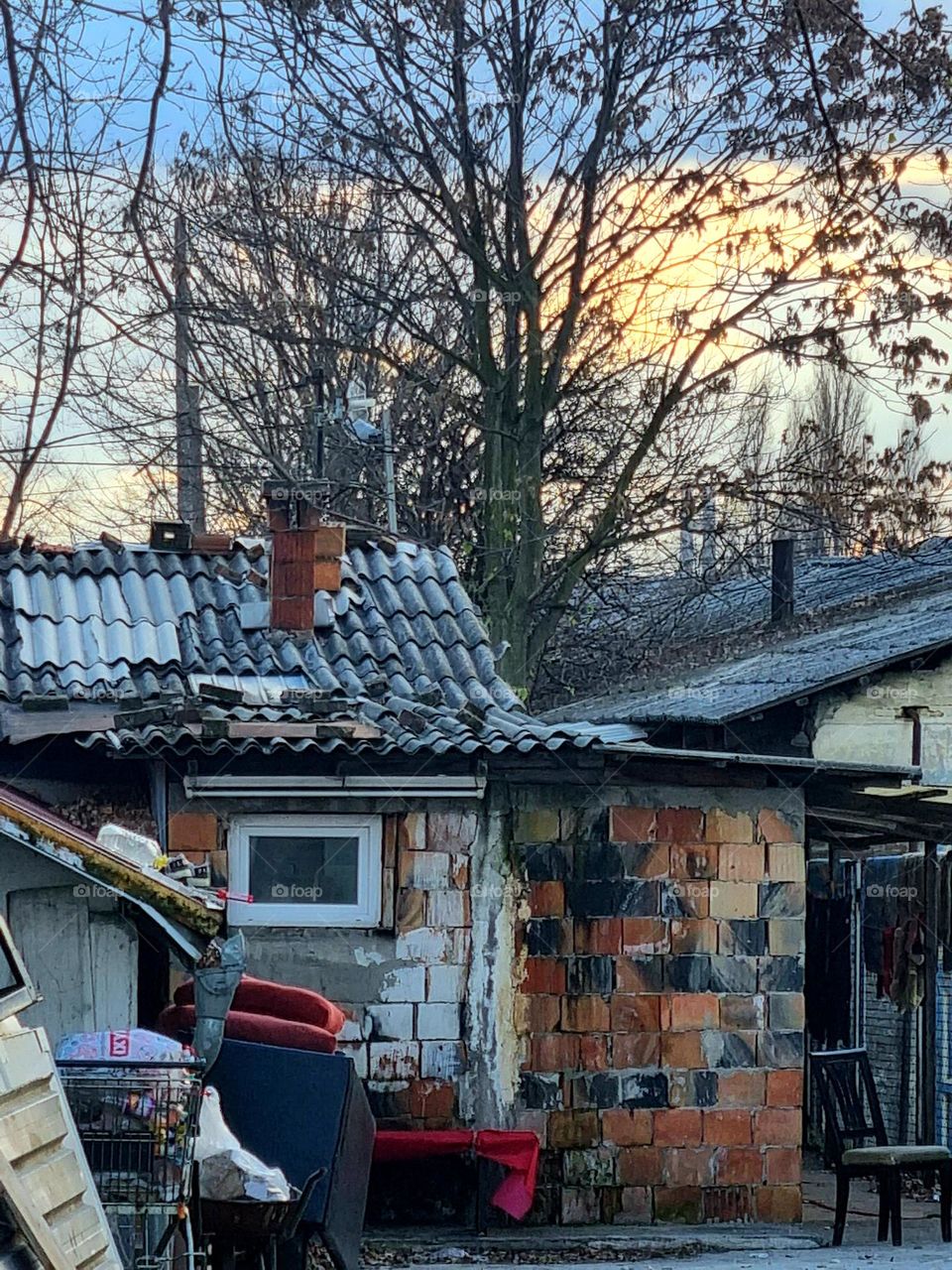 beautiful sky and old house
