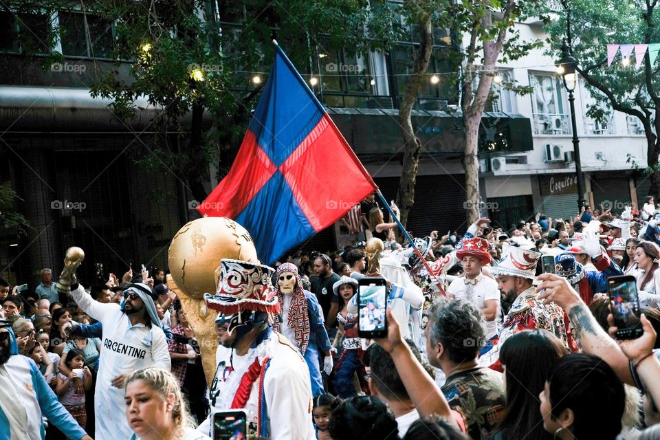 Buenos-Aires, 22.02.2022: Participants of carnival in Buenos-Aires on the street